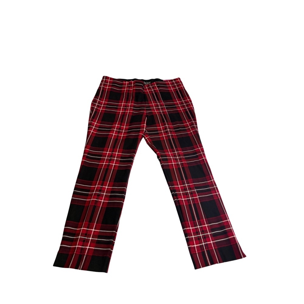 Slim Factor Women's Red Plaid Pants Leggings Stretch Pull On Plus Size 1X